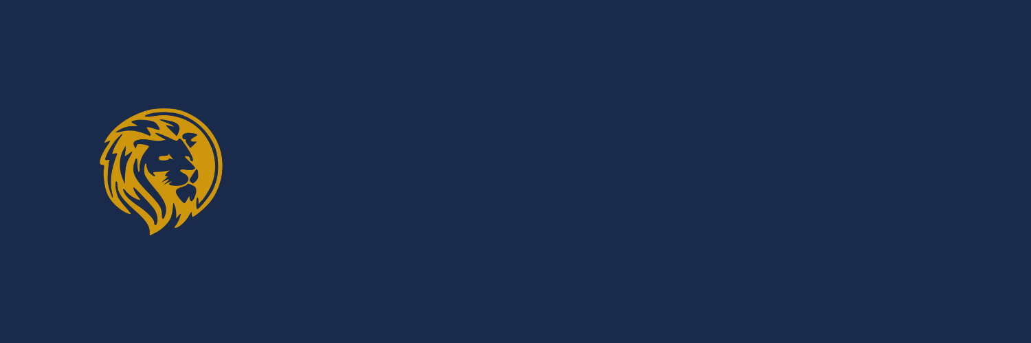 Boswell Family Charitable Foundation gold lion logo mark on dark blue background